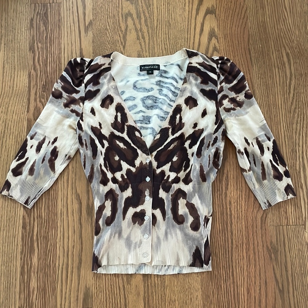 Rampage animal print cardigan